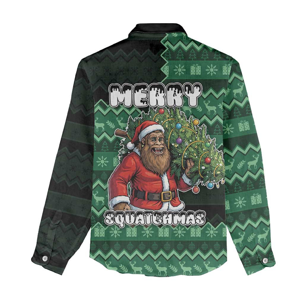 Bigfoot Christmas Women Casual Shirt Squatching Through The Snow - Wonder Print Shop