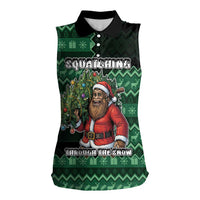 Bigfoot Christmas Women Sleeveless Polo Shirt Squatching Through The Snow - Wonder Print Shop