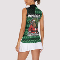 Bigfoot Christmas Women Sleeveless Polo Shirt Squatching Through The Snow - Wonder Print Shop