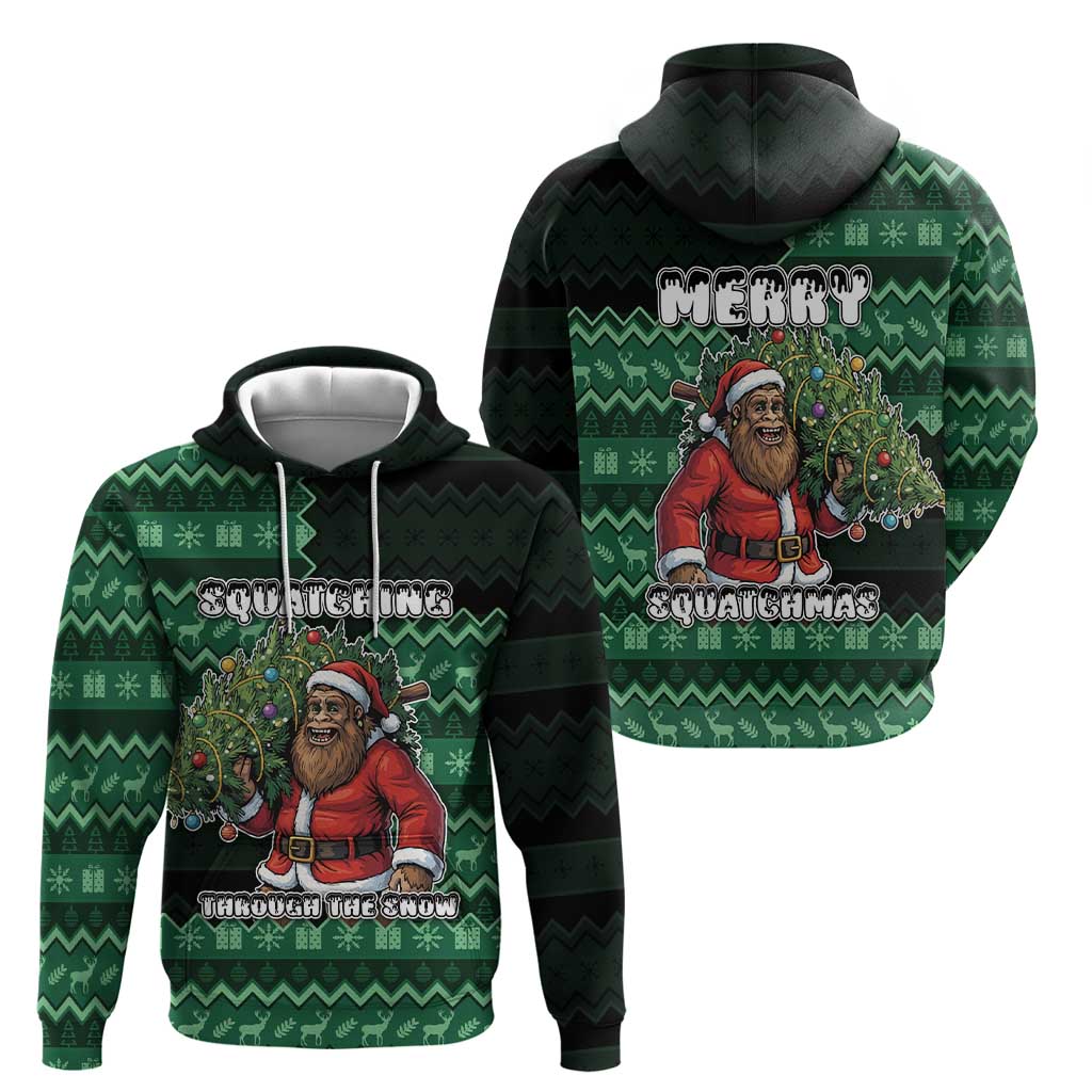Bigfoot Christmas Zip Hoodie Squatching Through The Snow - Wonder Print Shop