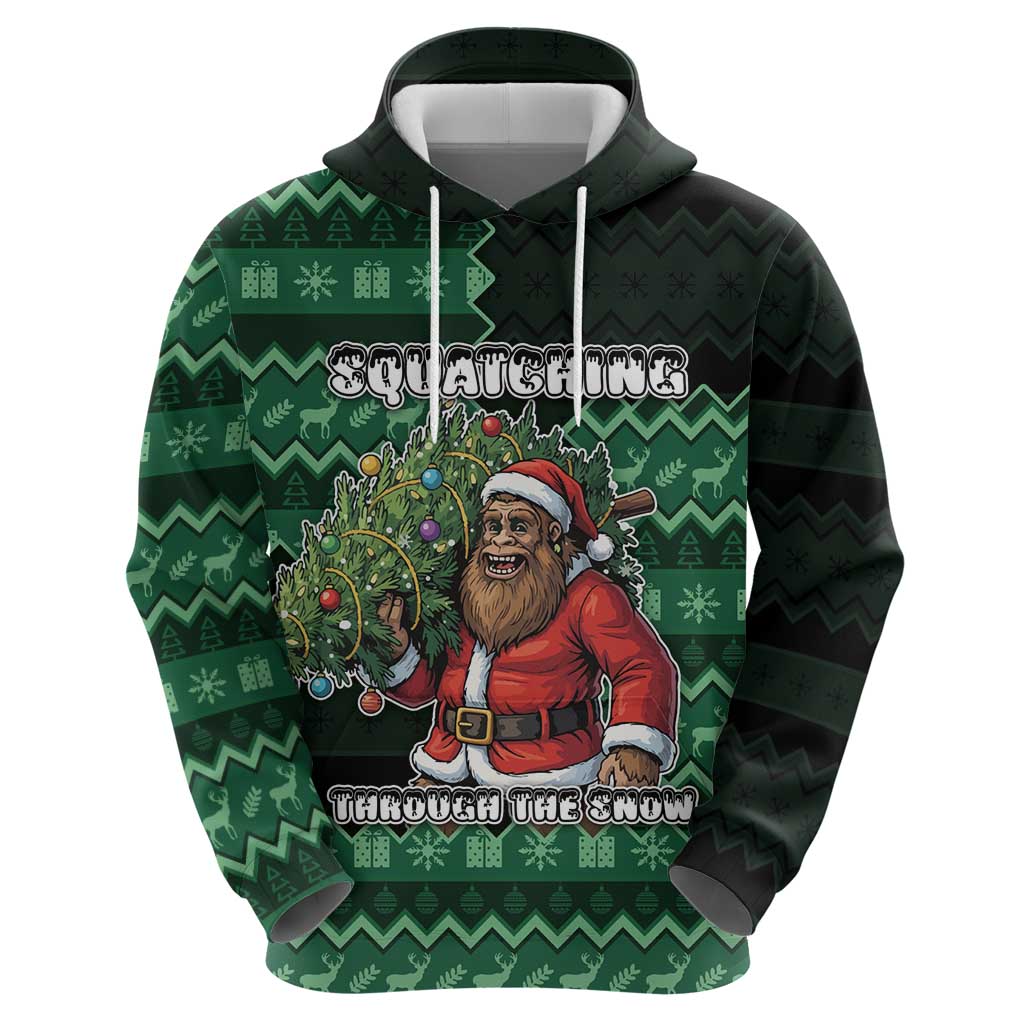 Bigfoot Christmas Zip Hoodie Squatching Through The Snow - Wonder Print Shop
