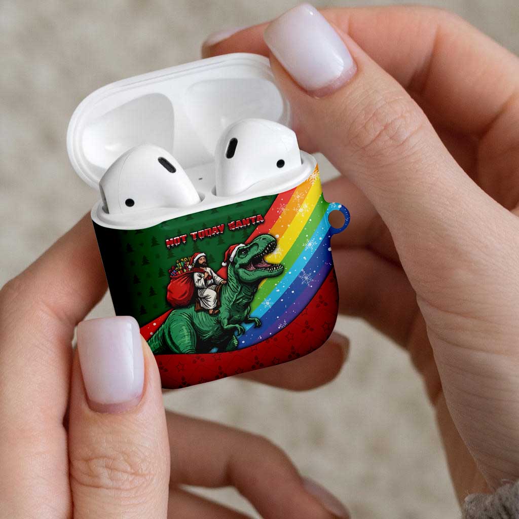 T Rex And Jesus Christmas AirPods Case Not Today Santa - Wonder Print Shop