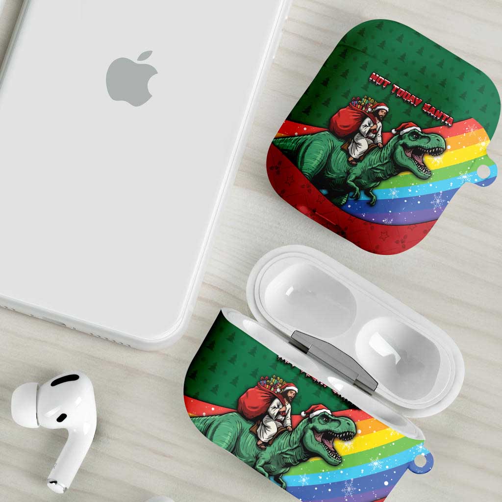 T Rex And Jesus Christmas AirPods Case Not Today Santa - Wonder Print Shop
