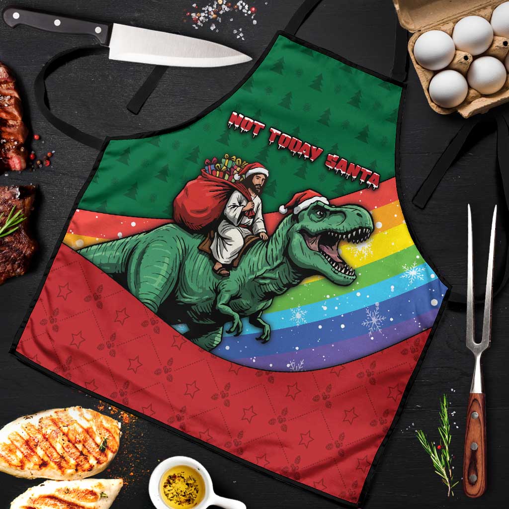 T Rex And Jesus Christmas Apron Not Today Santa - Wonder Print Shop