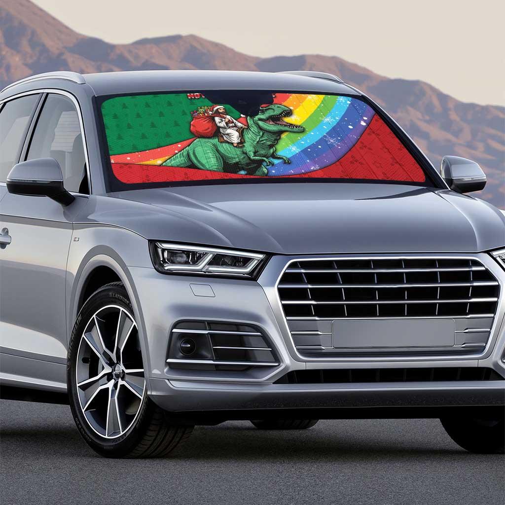 T Rex And Jesus Christmas Auto Sun Shade Not Today Santa - Wonder Print Shop