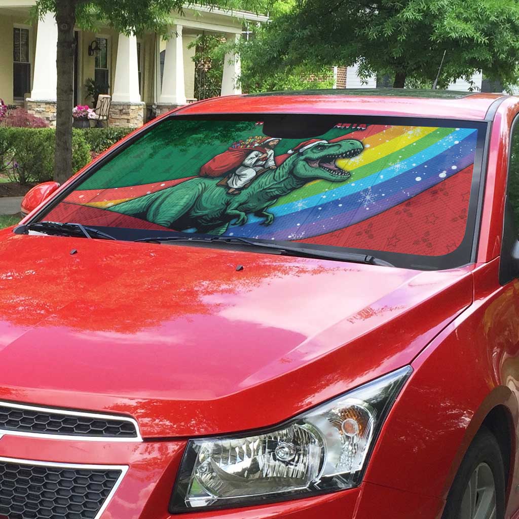 T Rex And Jesus Christmas Auto Sun Shade Not Today Santa - Wonder Print Shop