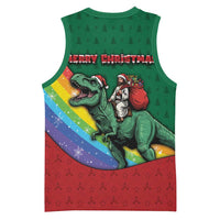 T Rex And Jesus Christmas Basketball Jersey Not Today Santa - Wonder Print Shop