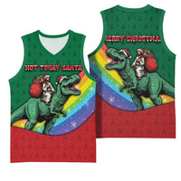 T Rex And Jesus Christmas Basketball Jersey Not Today Santa - Wonder Print Shop
