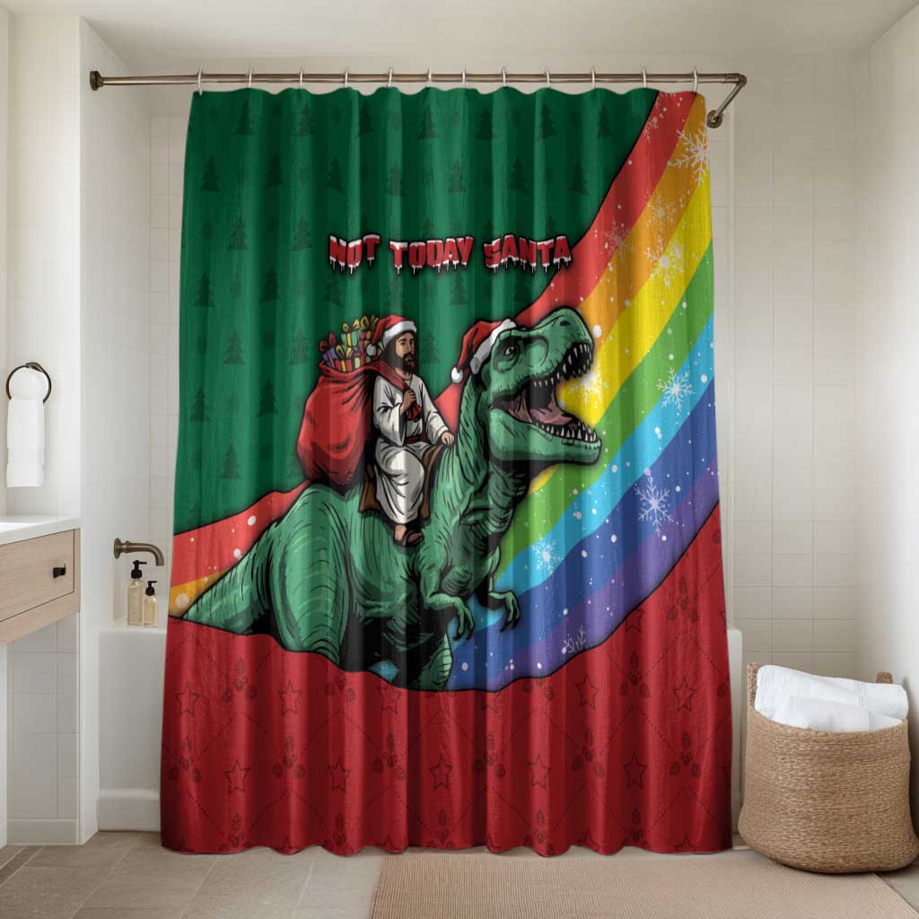 T Rex And Jesus Christmas Bathroom Set Not Today Santa - Wonder Print Shop