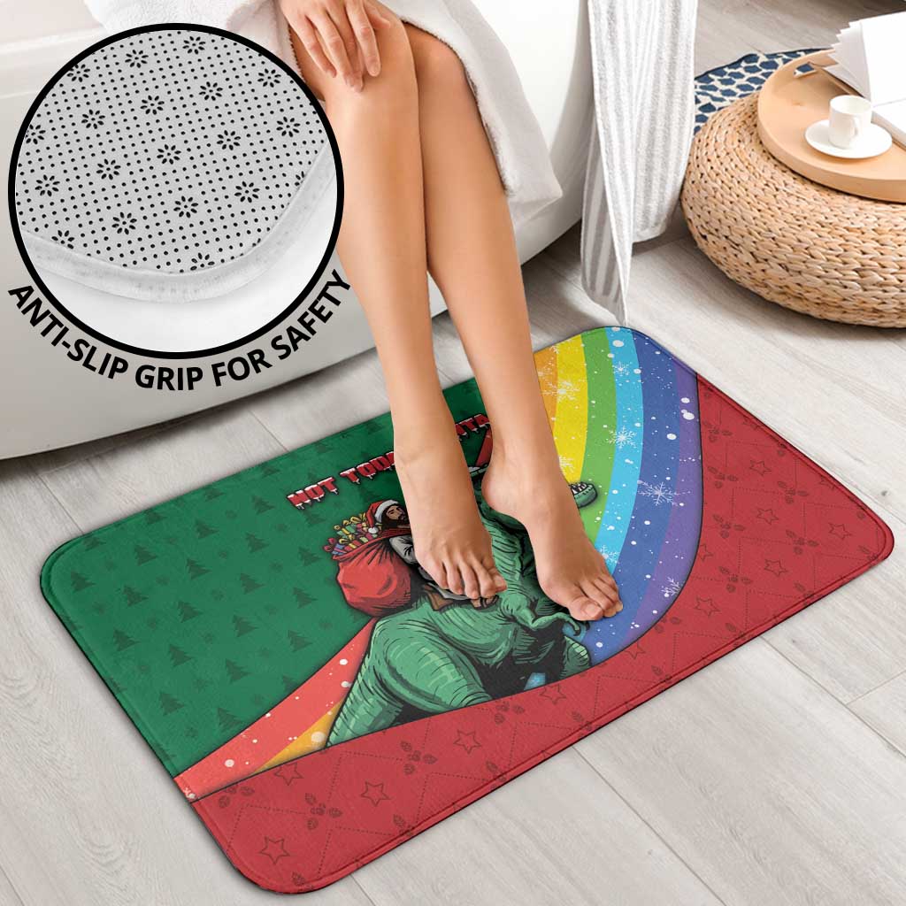 T Rex And Jesus Christmas Bathroom Set Not Today Santa - Wonder Print Shop