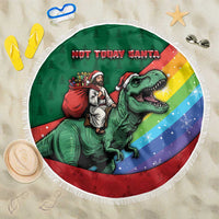 T Rex And Jesus Christmas Beach Blanket Not Today Santa - Wonder Print Shop