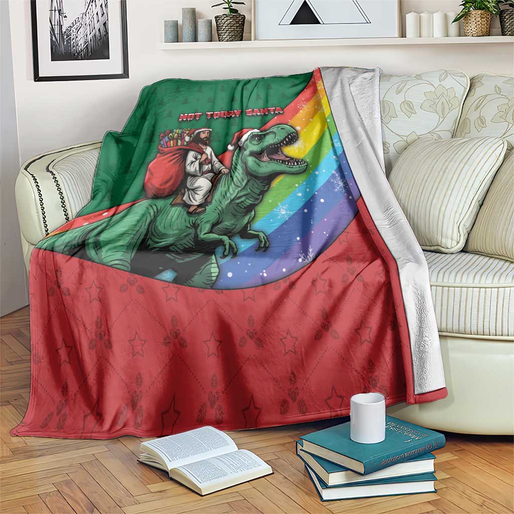 T Rex And Jesus Christmas Blanket Not Today Santa - Wonder Print Shop