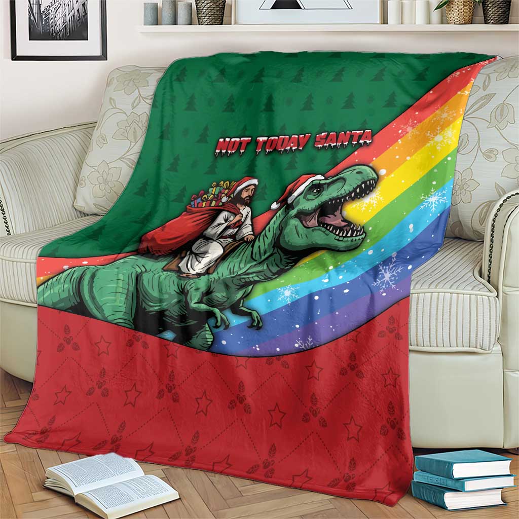 T Rex And Jesus Christmas Blanket Not Today Santa - Wonder Print Shop