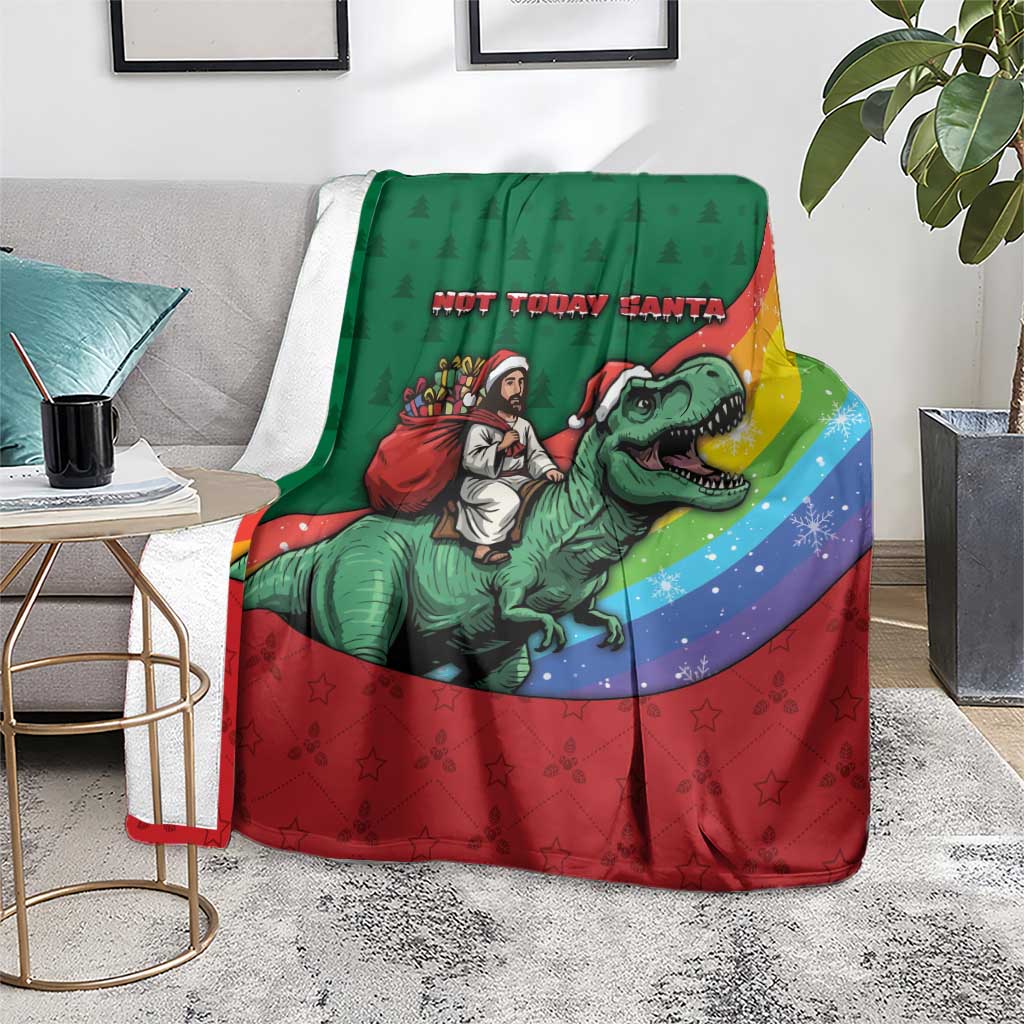 T Rex And Jesus Christmas Blanket Not Today Santa - Wonder Print Shop