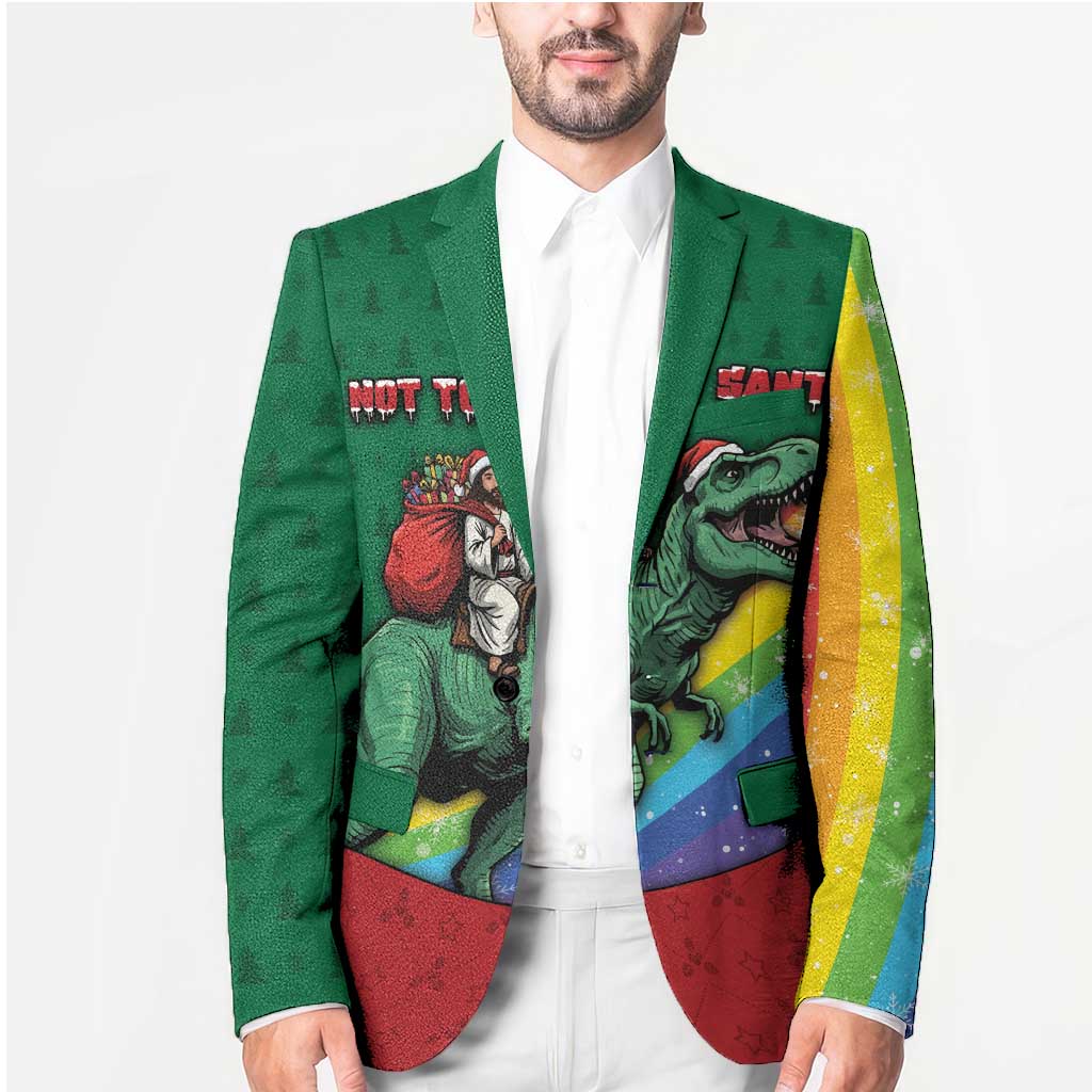 T Rex And Jesus Christmas Blazer Not Today Santa - Wonder Print Shop