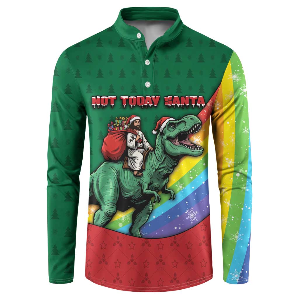 T Rex And Jesus Christmas Button Sweatshirt Not Today Santa - Wonder Print Shop