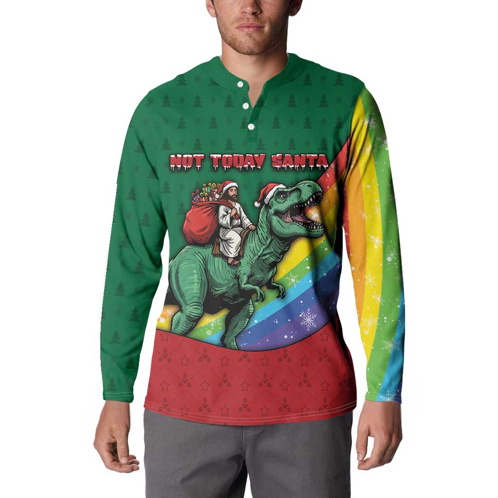 T Rex And Jesus Christmas Button Sweatshirt Not Today Santa - Wonder Print Shop