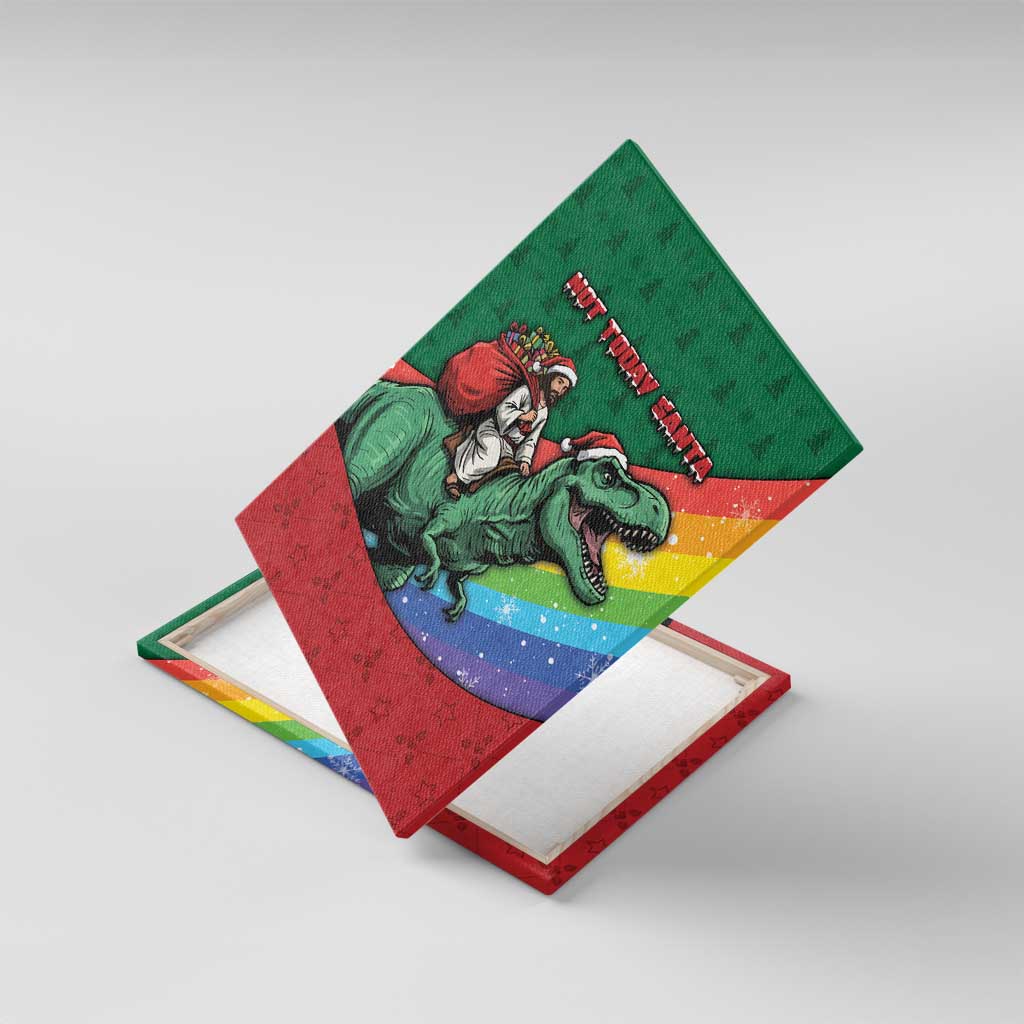 T Rex And Jesus Christmas Canvas Wall Art Not Today Santa - Wonder Print Shop