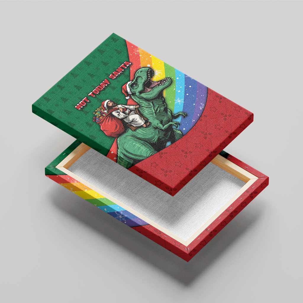 T Rex And Jesus Christmas Canvas Wall Art Not Today Santa - Wonder Print Shop