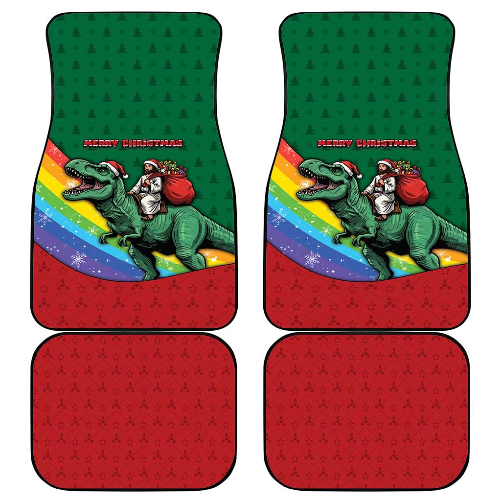 T Rex And Jesus Christmas Car Mats Not Today Santa - Wonder Print Shop