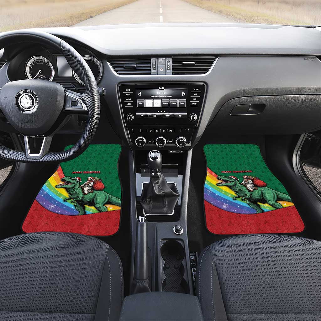 T Rex And Jesus Christmas Car Mats Not Today Santa - Wonder Print Shop