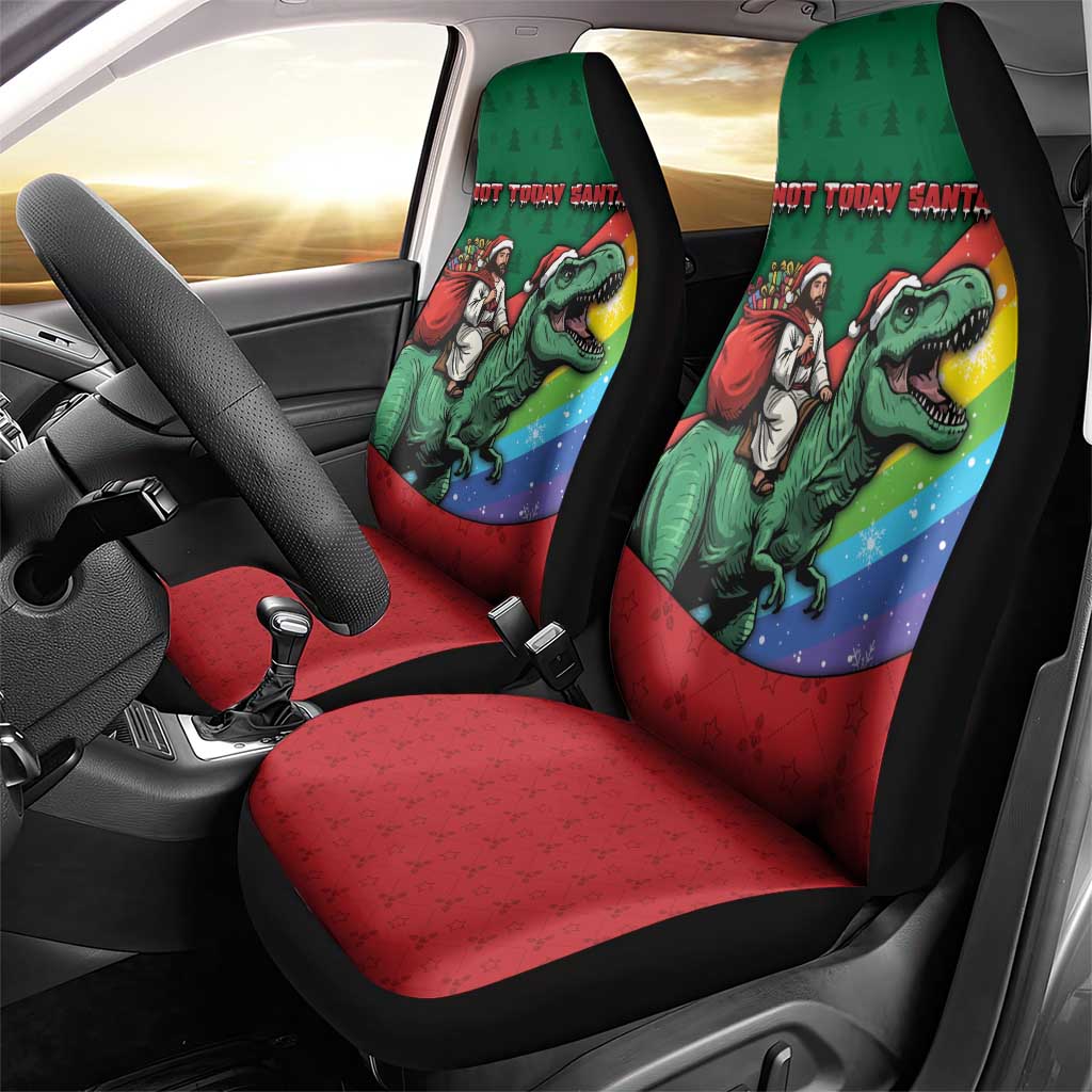 T Rex And Jesus Christmas Car Seat Cover Not Today Santa - Wonder Print Shop