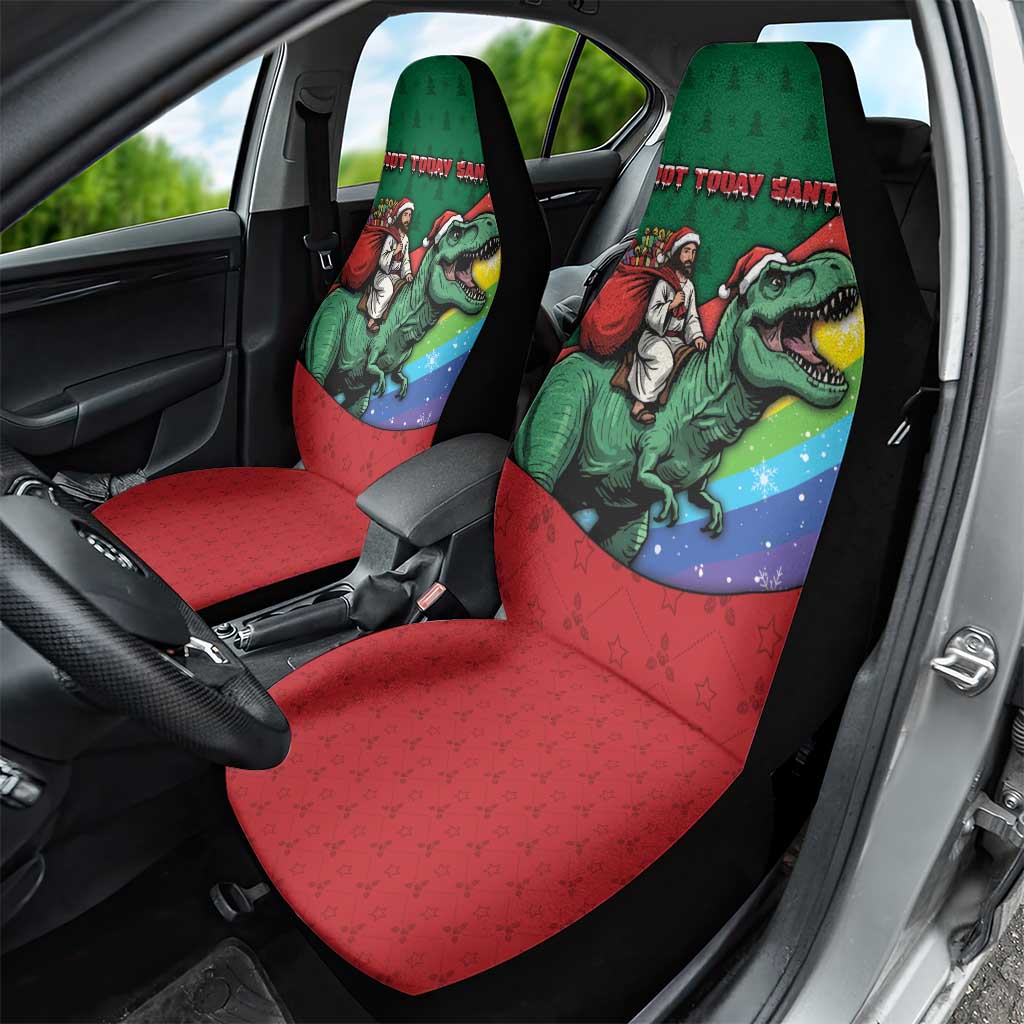 T Rex And Jesus Christmas Car Seat Cover Not Today Santa - Wonder Print Shop