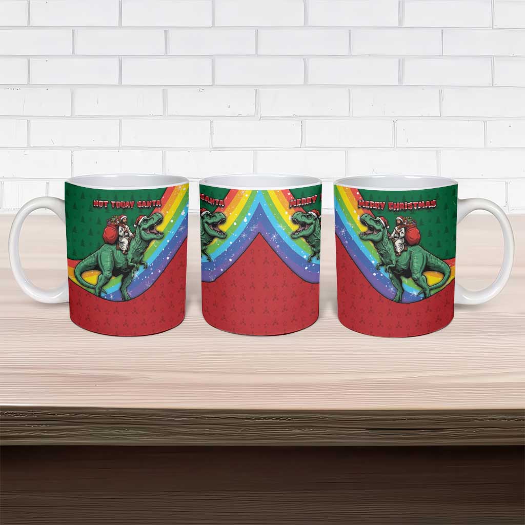 T Rex And Jesus Christmas Ceramic Mug Not Today Santa - Wonder Print Shop