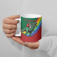 T Rex And Jesus Christmas Ceramic Mug Not Today Santa - Wonder Print Shop