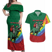T Rex And Jesus Christmas Couples Matching Off Shoulder Maxi Dress and Hawaiian Shirt Not Today Santa - Wonder Print Shop