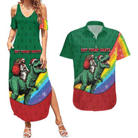 T Rex And Jesus Christmas Couples Matching Summer Maxi Dress and Hawaiian Shirt Not Today Santa - Wonder Print Shop
