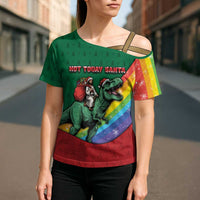 T Rex And Jesus Christmas Cross Shoulder Shirt Not Today Santa - Wonder Print Shop