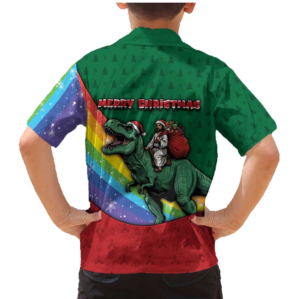 T Rex And Jesus Christmas Family Matching Mermaid Dress and Hawaiian Shirt Not Today Santa - Wonder Print Shop