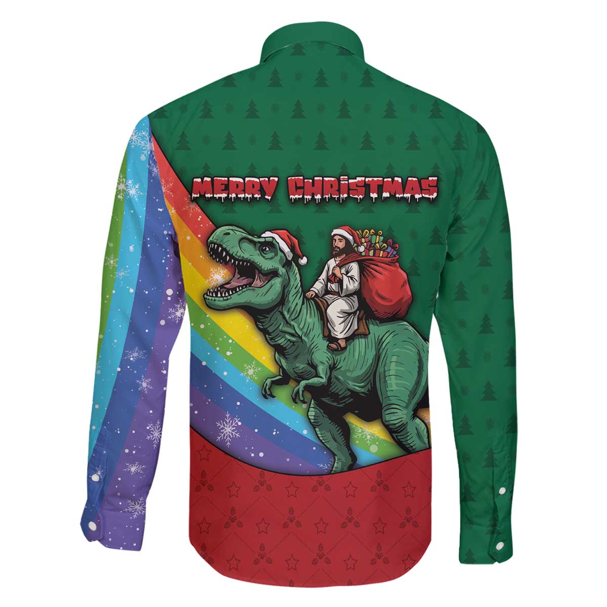 T Rex And Jesus Christmas Family Matching Off The Shoulder Long Sleeve Dress and Hawaiian Shirt Not Today Santa - Wonder Print Shop
