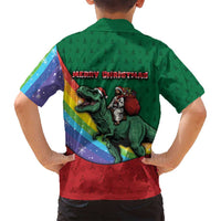 T Rex And Jesus Christmas Family Matching Off Shoulder Maxi Dress and Hawaiian Shirt Not Today Santa - Wonder Print Shop