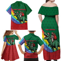 T Rex And Jesus Christmas Family Matching Off Shoulder Maxi Dress and Hawaiian Shirt Not Today Santa - Wonder Print Shop