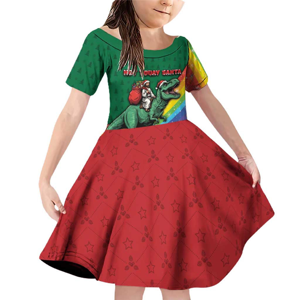 T Rex And Jesus Christmas Family Matching Off Shoulder Short Dress and Hawaiian Shirt Not Today Santa - Wonder Print Shop