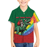 T Rex And Jesus Christmas Family Matching Off Shoulder Short Dress and Hawaiian Shirt Not Today Santa - Wonder Print Shop