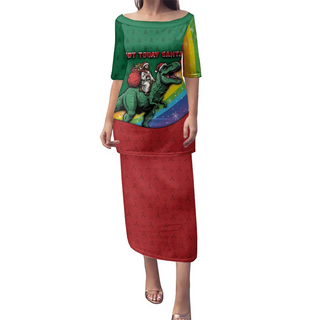 T Rex And Jesus Christmas Family Matching Puletasi and Hawaiian Shirt Not Today Santa - Wonder Print Shop