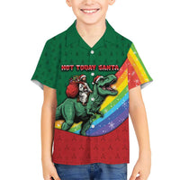 T Rex And Jesus Christmas Family Matching Short Sleeve Bodycon Dress and Hawaiian Shirt Not Today Santa - Wonder Print Shop