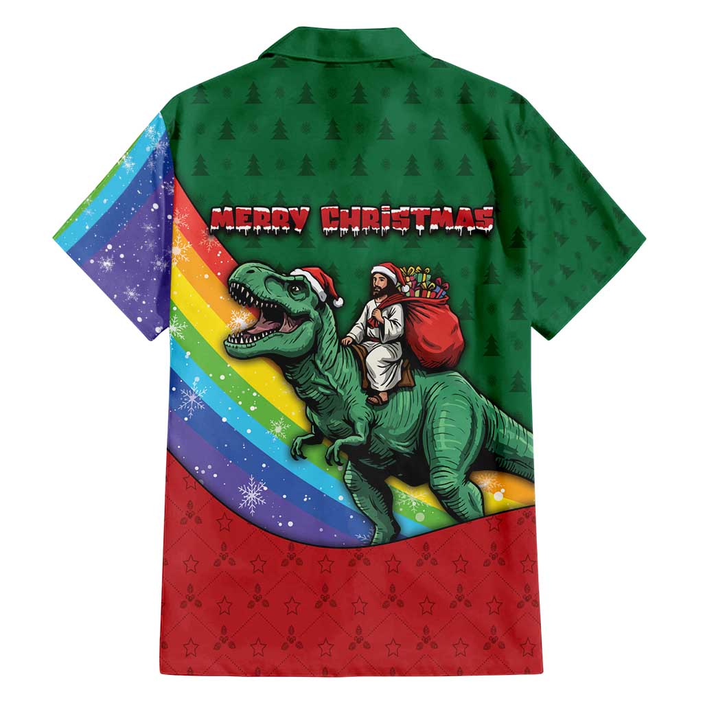 T Rex And Jesus Christmas Family Matching Summer Maxi Dress and Hawaiian Shirt Not Today Santa - Wonder Print Shop