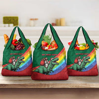 T Rex And Jesus Christmas Grocery Bag Not Today Santa - Wonder Print Shop