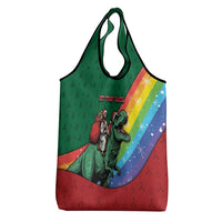 T Rex And Jesus Christmas Grocery Bag Not Today Santa - Wonder Print Shop