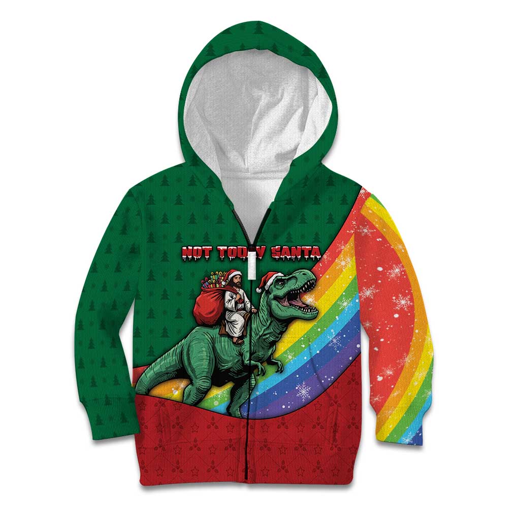 T Rex And Jesus Christmas Kid Hoodie Not Today Santa - Wonder Print Shop