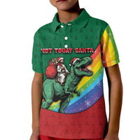 T Rex And Jesus Christmas Kid Polo Shirt Not Today Santa - Wonder Print Shop