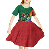 T Rex And Jesus Christmas Kid Short Sleeve Dress Not Today Santa - Wonder Print Shop