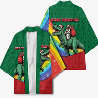 T Rex And Jesus Christmas Kimono Not Today Santa - Wonder Print Shop