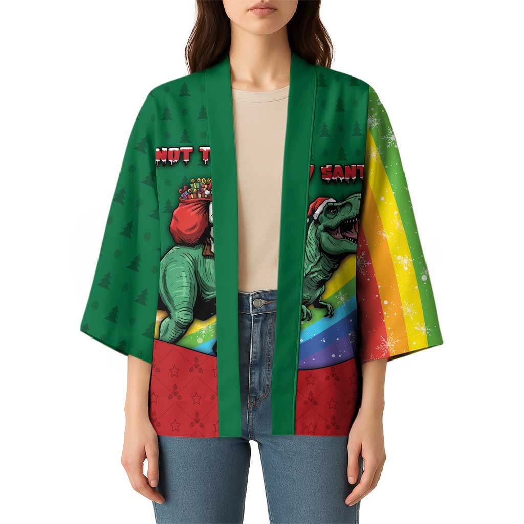 T Rex And Jesus Christmas Kimono Not Today Santa - Wonder Print Shop