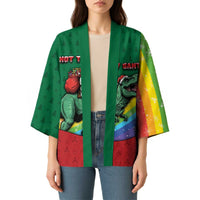 T Rex And Jesus Christmas Kimono Not Today Santa - Wonder Print Shop