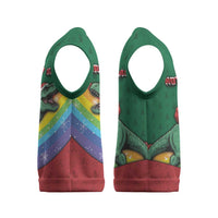 T Rex And Jesus Christmas Knitted V-Neck Vest Not Today Santa - Wonder Print Shop